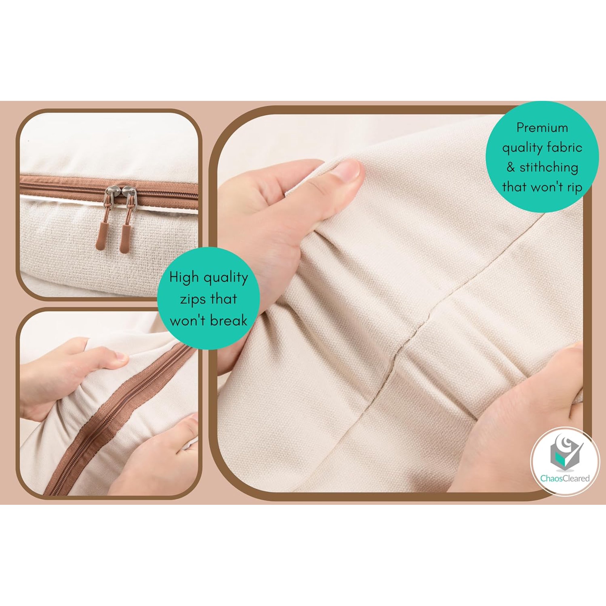 Canvas Clothing Storage 2 Bags Clothes Organizer folding fabric bags for sweaters, clothing, garment, bedding, quilt, linens, large folding organizers with zip &amp; window, mothproof underbed space save