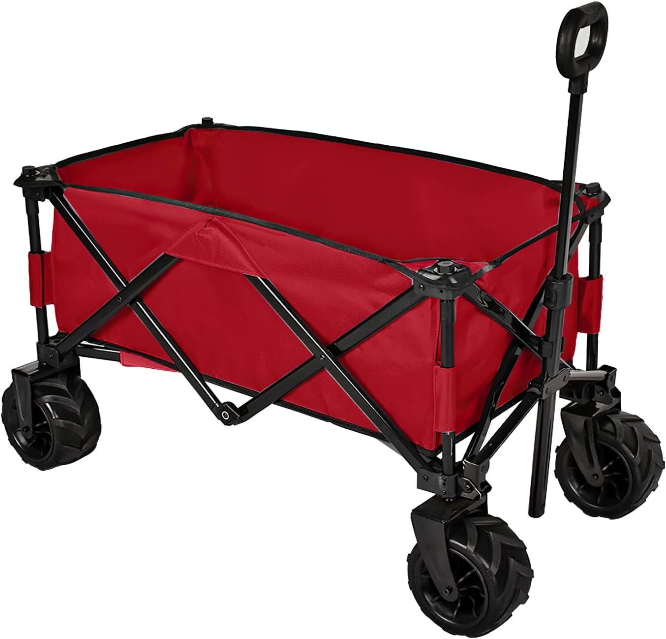 JOVNO Multipurpose Large Capacity Collapsible Wagon Cart Heavy Duty Beach Wagons with Big Wheels for Sand, Folding Utility Wagon Beach Cart for Garden, Outdoor, Camping and Picnic (Black)
