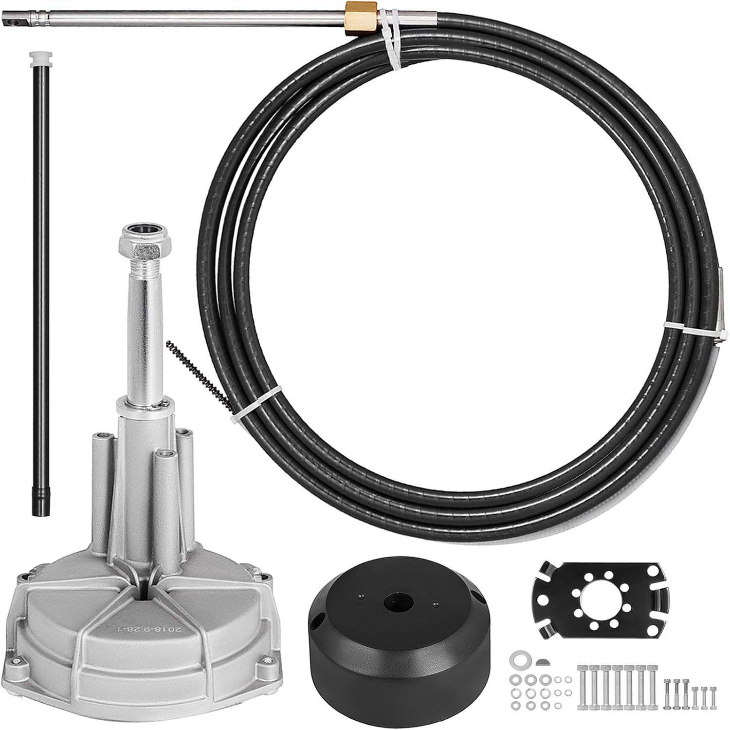 Mophorn Boat Steering Cable 14' Outboard Rotary Steering Kit 14 Feet Boat Rotary Steering Kit for Boats