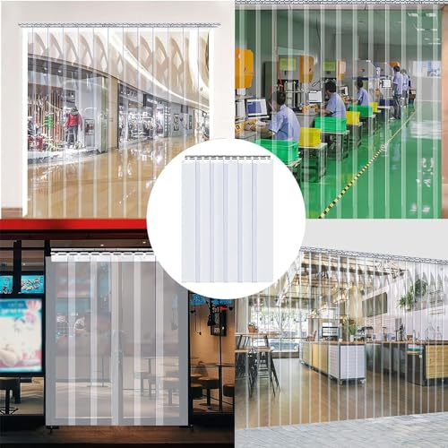 HSOQN Clear Door Strips Curtain, PVC Strip Door Curtain Windproof Plastic Curtain Insulation Curtain for Freezers Warehouse Shops Doorway