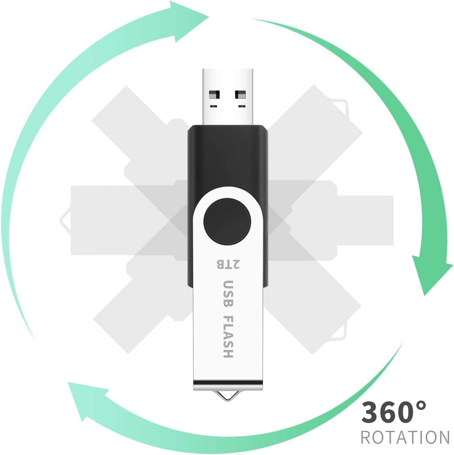2TB USB Flash Drive - USB Thumb Flash Drive 2TB Memory Stick Portable Fold Swivel Cover Thumb Drives USB Storage Topsharp High Speed USB Drive Pack of 2