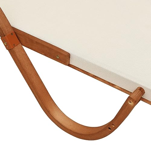 Sun Lounger with Pillow White Textilene and Solid Wood Poplar,Luxurious Patio Sun Lounger Adjustable Reclining Backrest for Optimal Comfort Textilene and Poplar Wood, 1