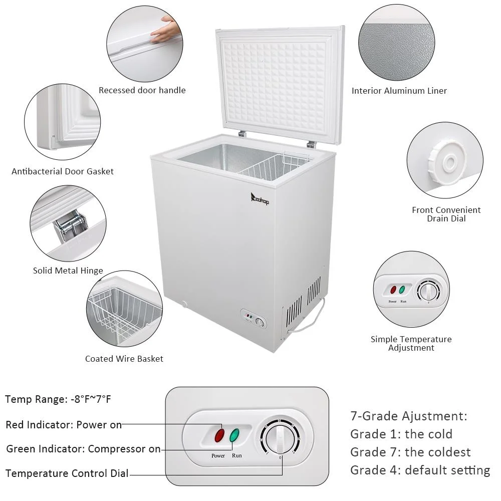 SamyoHome 5.0 Cu.ft Single Door Chest Freezer, White