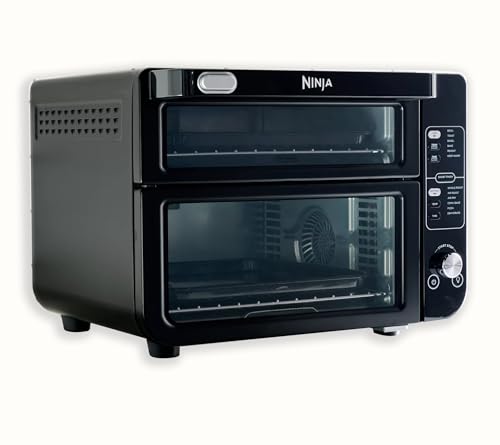 Ninja DCT401 12-in-1 Double Oven with FlexDoor, FlavorSeal & Smart Finish, Rapid Top Convection and Air Fry Bottom, Bake, Roast, Toast, Air Fry, Pizza and More, Stainless Steel (Renewed)