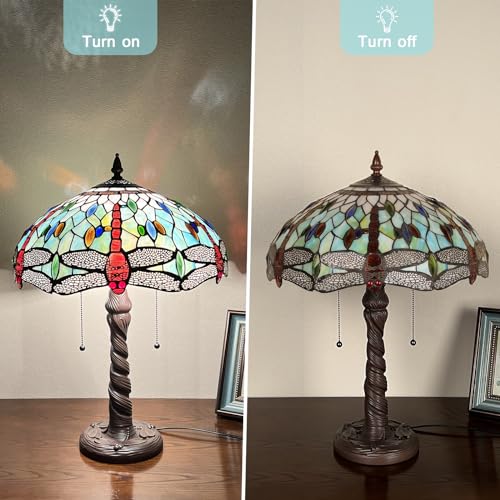 Capulina Tiffany Table Lamp, Mission Hexagon Virgin Style Stained Glass Reading Desk Lamp 2-Light 16x16x24 Inches Decor for Home Office Bedroom Living Room