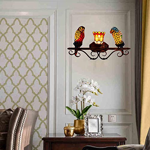 LITFAD Triple Head Butterfly Sconce Lighting Tiffany Style Stained Glass Wall Light LED Bedside lamp Wall Lamp in Multi Color Living Room Bedroom Hotel Restaurant