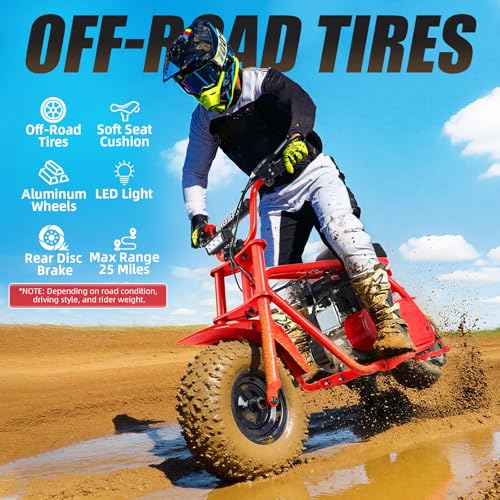 Mini Bike, Gas Dirt Bike, Minibike, Gas Powered Mini Bikes for Adults, 99cc-4 Stroke Pit Bike with Led Light, Min Dirtbike, Motorcycle Max Load 200 Lbs, Max Speed 28 Mph, Age13+