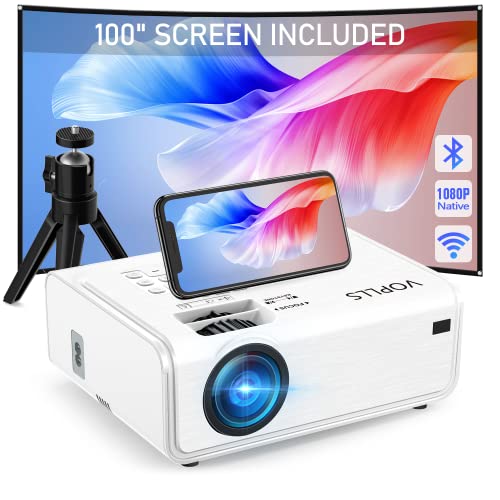 Mini Projector, VOPLLS 1080P Full HD Supported Video Projector, Portable Outdoor Home Theater Movie Projector, 50% Zoom, Compatible with HDMI, USB, AV, Smartphone/Tablet/Laptop/PC/TV Box