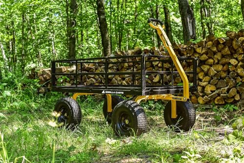 Gorilla Carts 1000 Pound Capacity Heavy Duty Steel Mesh Versatile Utility Wagon Cart with Easy Grip Handle for Outdoor Hauling and Gardening, Gray