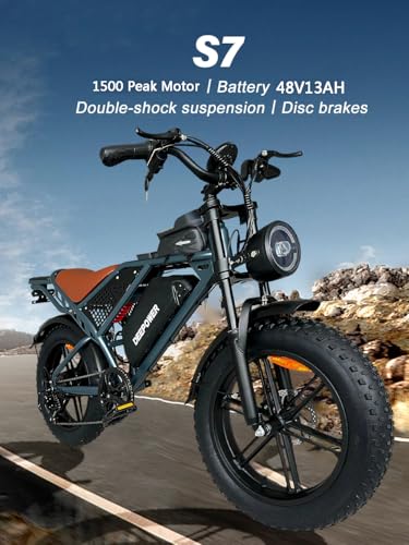 Electric Bike for Adult,1500W Peak Brushless Motor 30 MPH Fat Tire E Bike with 624-2880Wh Removable Battery 20" Electric Dirt Bike with Dual Suspension and 7-Speed