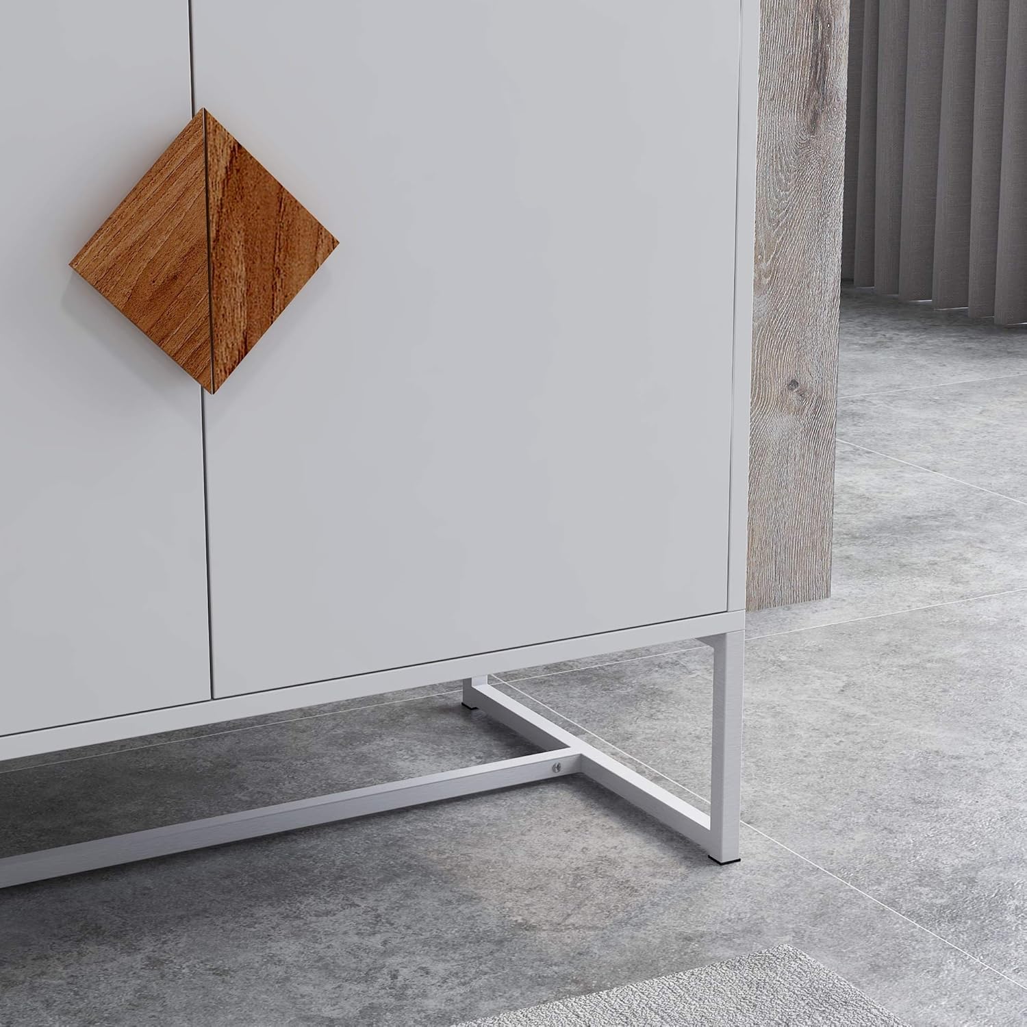 GIA Home Furniture Series Modern Solid Wood Kitchen Buffet Cabinet with 2 Doors Shape Square Handle Design,Double Storage Sideboard for Dinning,Living Room,TV Stand, 32 Inch, White