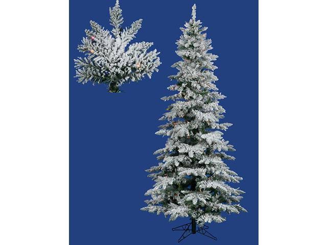 Vickerman 7.5 ft. Flocked Slim Utica Fir Multi LED Christmas Tree