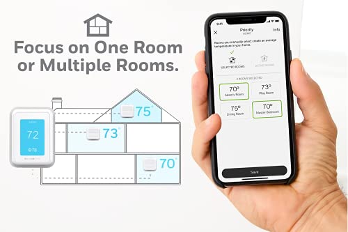 Honeywell Home T9 WiFi Smart Thermostat, Smart Room Sensor Ready, Touchscreen Display, Alexa and Google Assist White
