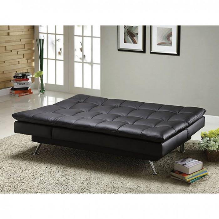 Hasty Black Leatherette Futon Sofa