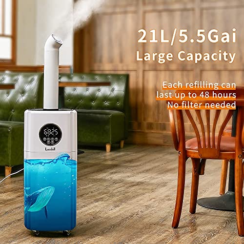 LACIDOLL Humidifiers for Home Large Room Wholehouse Humidifier 3000 sq. ft 5.5 Gal 21L Floor Humidifier 360° Nozzles Cool Mist Ultrasonic Humidifier Output Top Fill Tower Humidifier for Home Office