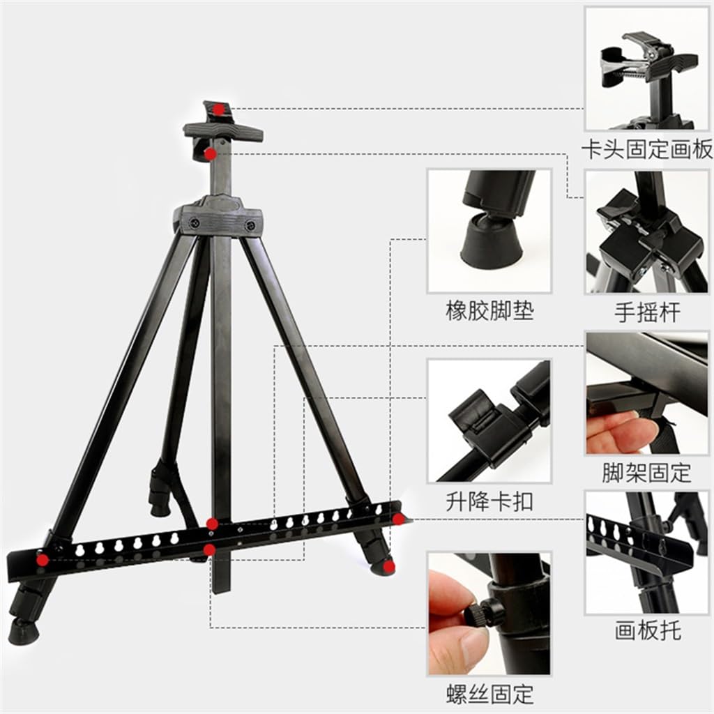 LNYHLXS Triangle Metal Easel Display Stand Tripod Easel Art Supplies Folding Iron Fe