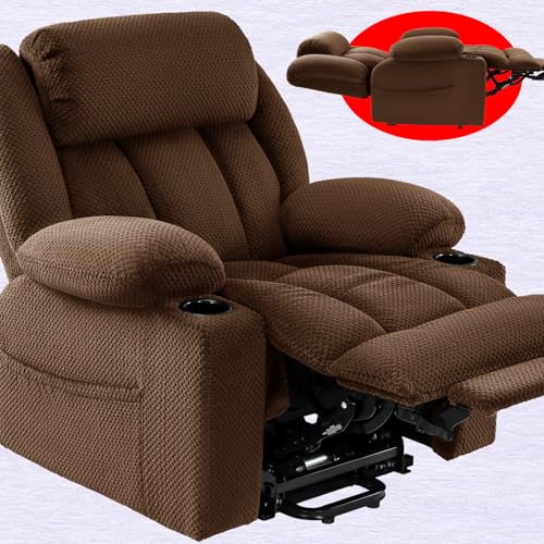 Power Lift Recliner Chair for Elderly - Triple Motor Lift Chairs - Infinite Position Adjust - Power Headrest - Heated & Massage - Lift Assist & 180° Lay Flat - Soft Plush Flannel (Grey)
