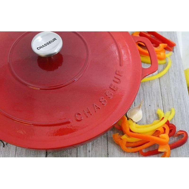 Chasseur 2.6-Quart Red Enameled Cast Iron Braiser with Lid