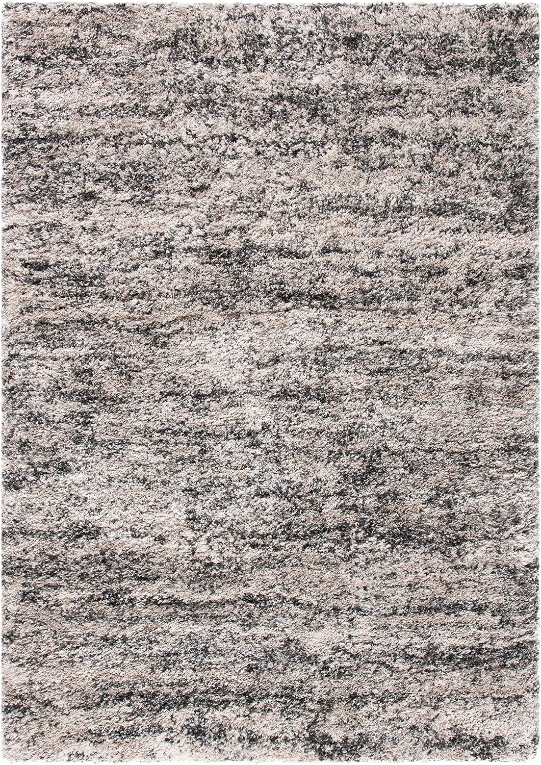 SAFAVIEH Iceland Shag Collection Area Rug - 6' x 9', Cream & Grey, Modern Design, Non-Shedding & Easy Care, 2.5-inch Thick Ideal for High Traffic Areas in Living Room, Bedroom (ISG519A)