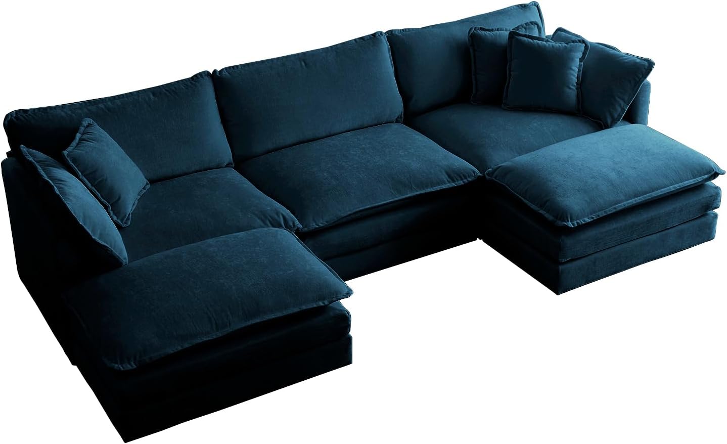 U Shaped Convertible Modular Sectional Sofa with Movable Ottomans, 5-Seater Deep Seat Cloud Couch, Comfy Chenille Upholstered Sleeper Sofa&Couches Bed for Living Room, Apartment, Studio