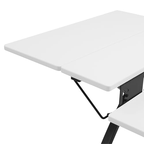 Sew Ready Comet Plus Hobby Storage Drawer + Shelves Sewing Table, 56.75" W x 23.5" D x 30" H, Black/White