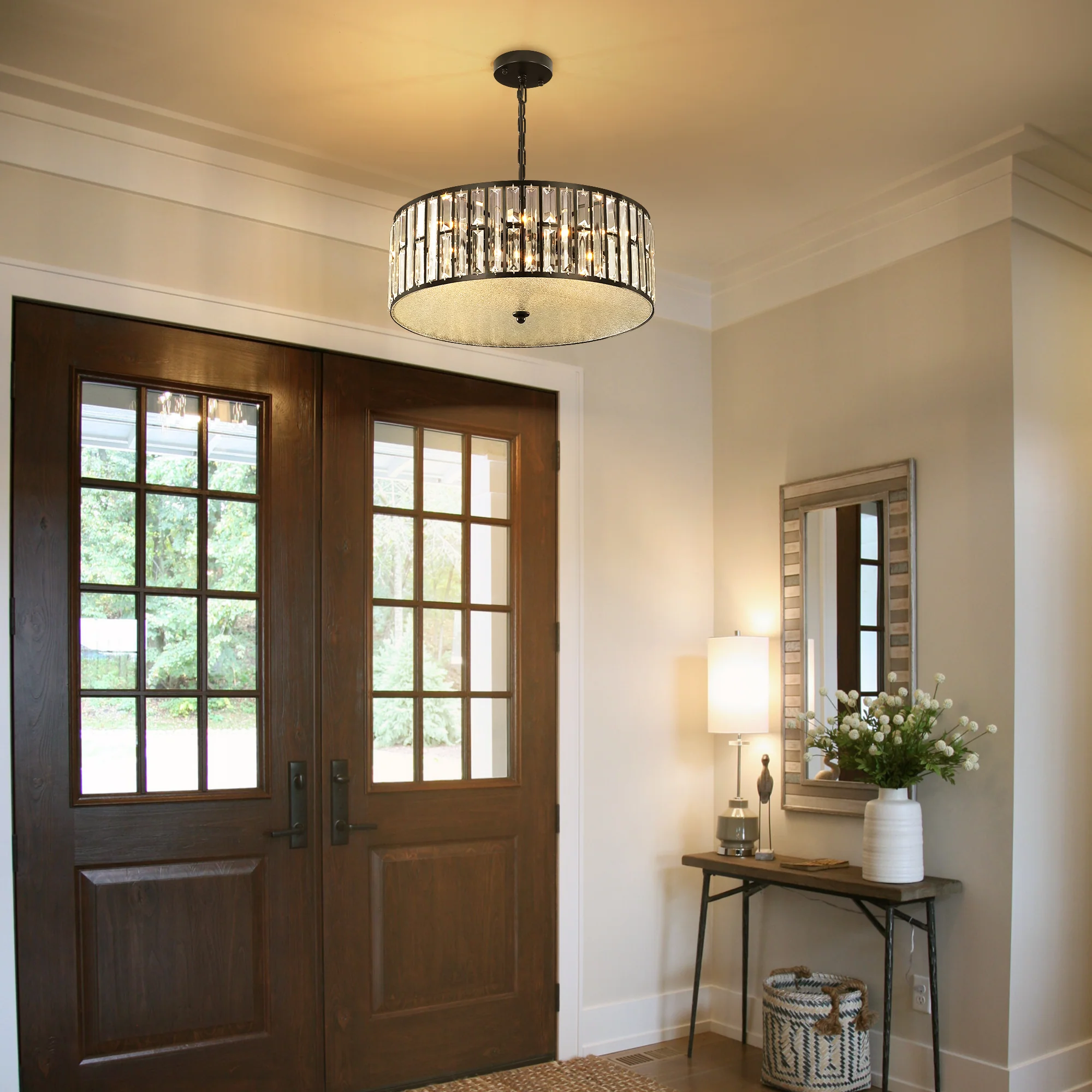 Velroa 6-Light Dimmable Crystal Modern Drum Shaded Chandelier (19)
