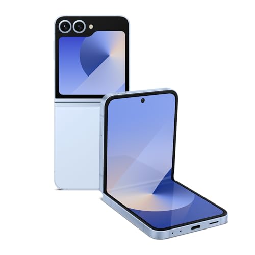 SAMSUNG Galaxy Z Flip 6 AI Cell Phone, 256GB Unlocked Android Smartphone, FlexCam, Photo Assist, Camcorder Mode, Live Interpreter, Foldable Design, 2024, US 1 Yr Manufacturer Warranty, Blue
