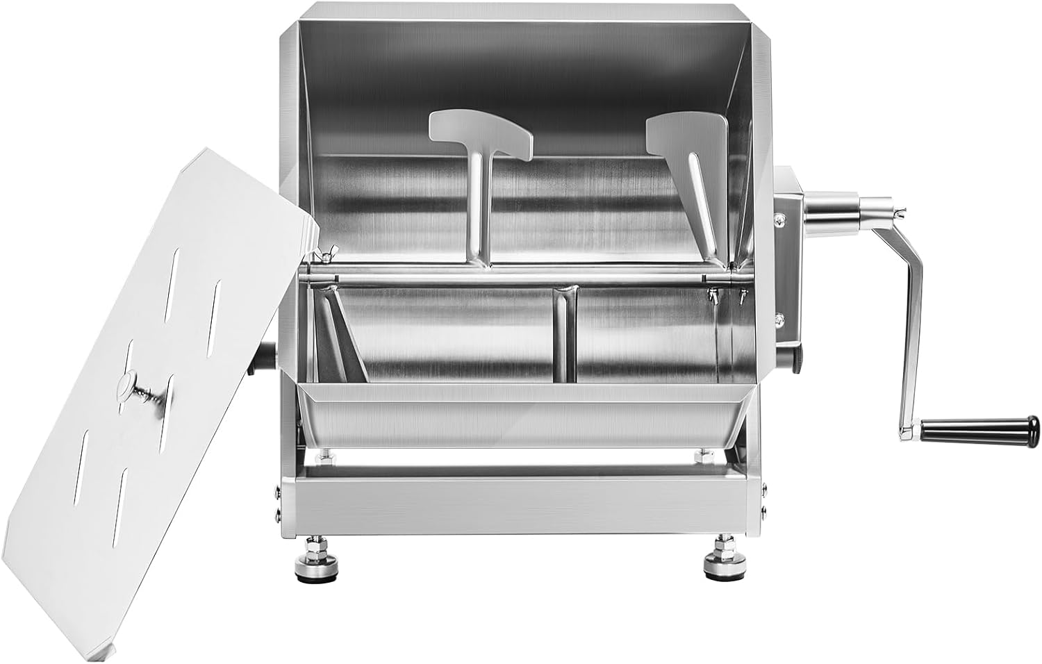 VEVOR Manual Meat Mixer, 30 Pound Capacity Tilt Tank Meat Mixer, Stainless Steel Meat Processing Equipment, Sausage Mixer Machine with Lid and Handle, Ground Beef Hand Mixer, Silver