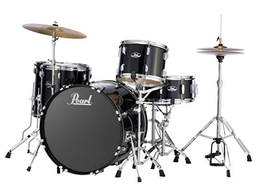 Pearl Roadshow Drum Set 4-Piece Complete Kit with Cymbals and Stands, Charcoal Metallic (RS584C/C706)
