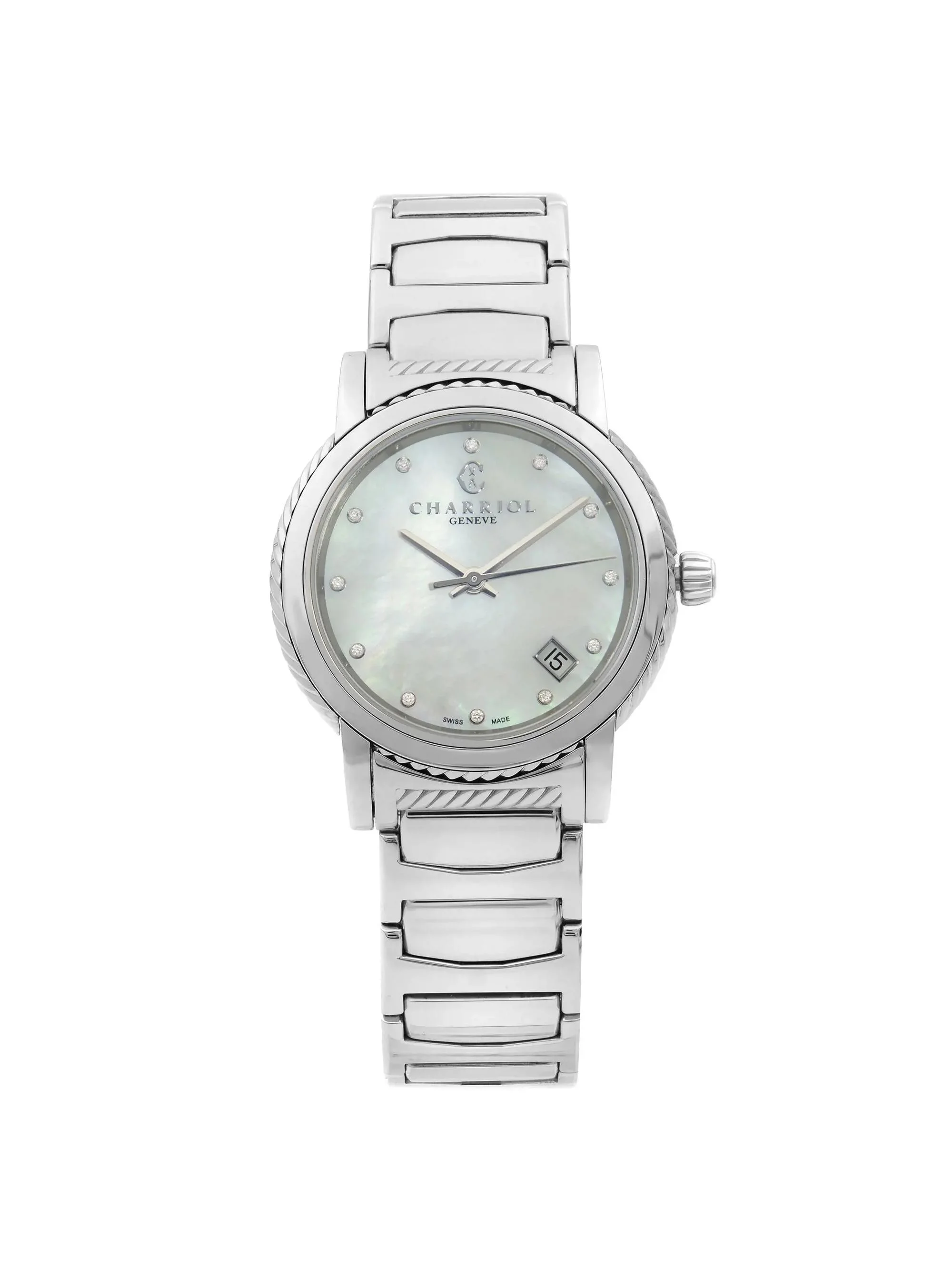 Charriol Parisii Steel Diamond White MOP Dial Quartz Ladies Watch P33S2.920.001