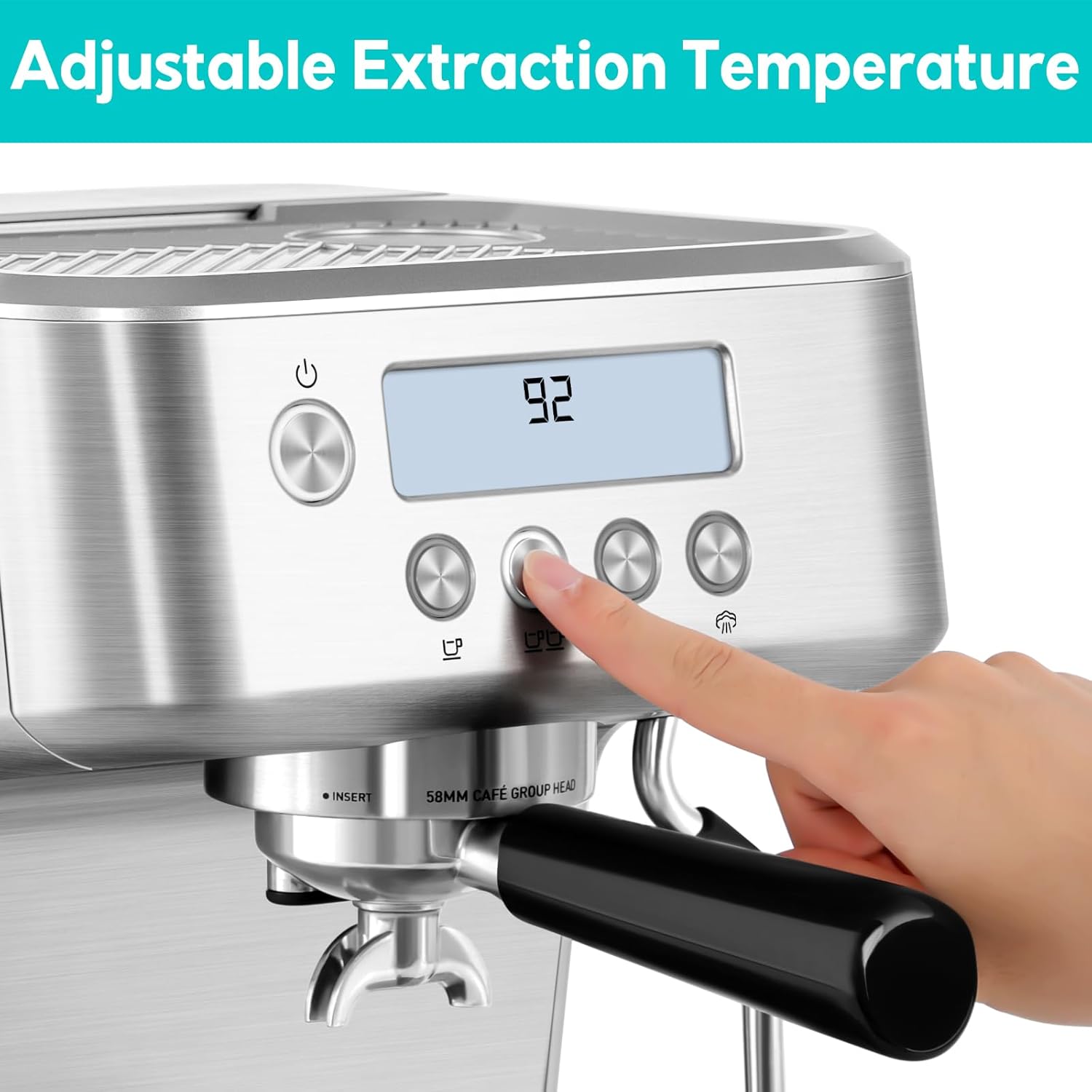 CASABREWS Espresso Machine with LCD Display, Barista Cappuccino Maker with Milk Frother Steam Wand, Professional Latte Coffee Machine with Adjustable Extraction Temperature, Gifts for Dad, Mom