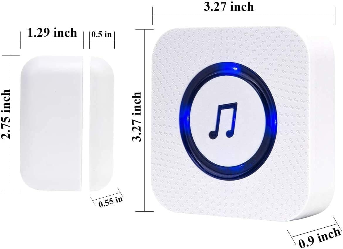 Door Alarm with Chime Adjustable Volume Sanjie Wireless Door Chime When Door Opens for Home/Business With 1000 ft Long Range 55 Melodies, 5 AlarmsSensor+2 Plug-in Receiver,White Pack of 2