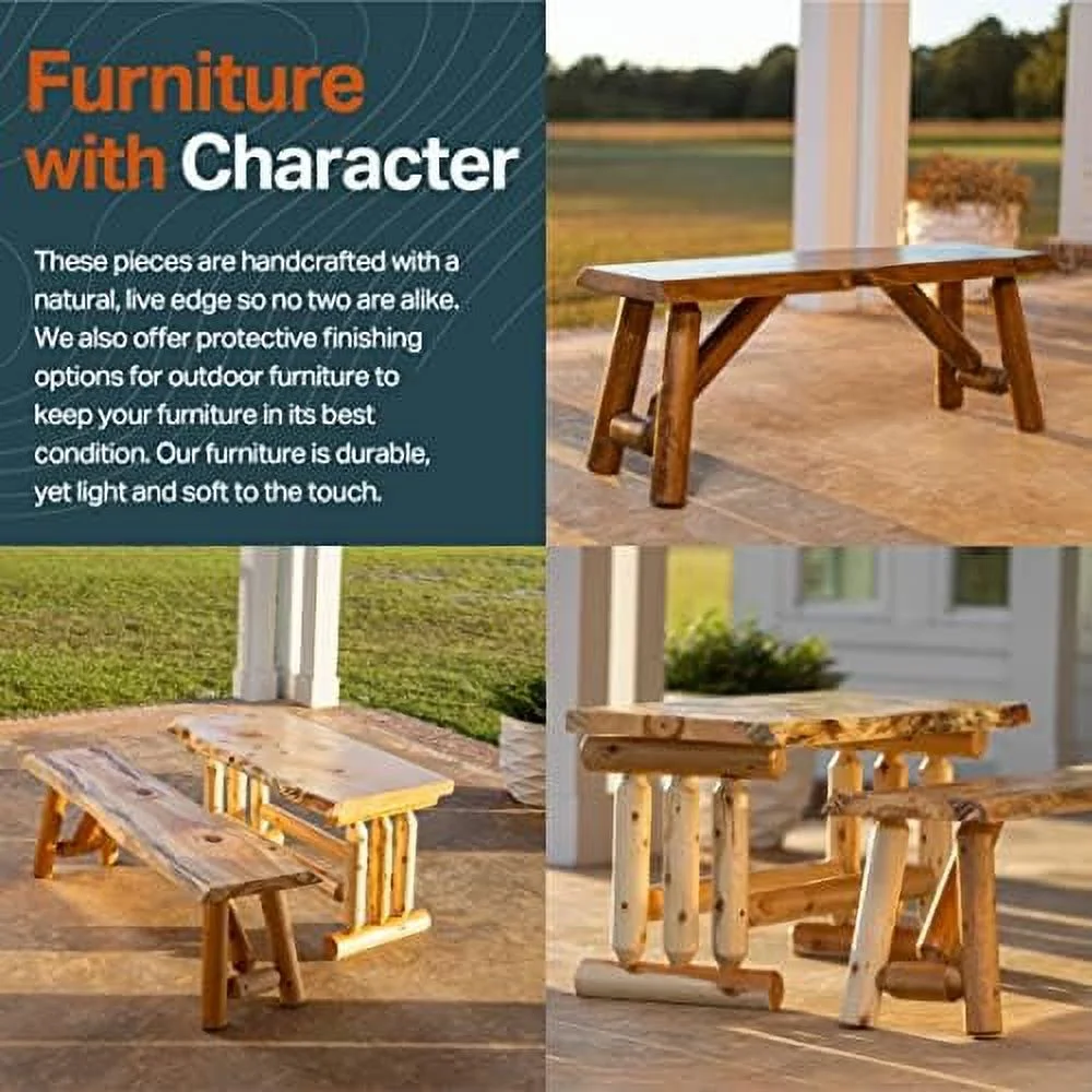 RUNFAYBIU SRL Rustic Logwerks Indoor Bench \u2014 Pine &amp; Cedar Wood Bench \u2014 Front Porch Decor \u2014 Live Edge Small Bench for Entryway  Garden &amp;  \u2014  Wooden Bench \u2014