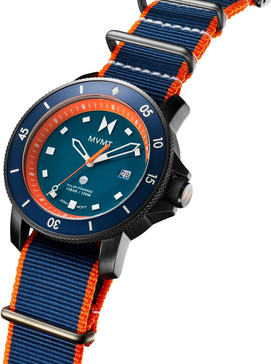 MVMT Cali Diver Men's Solar Rechargeable Sport's Watch - Water-Resistant 10 ATM/100 Meters - 40mm