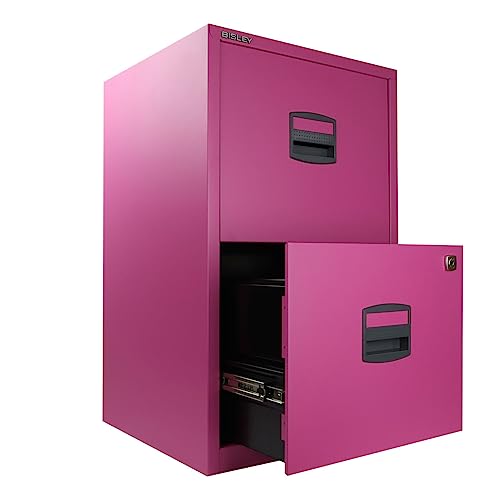 Bisley Two Drawer Steel Home or Office Filing Cabinet, Steel Blue (FILE2-SB)