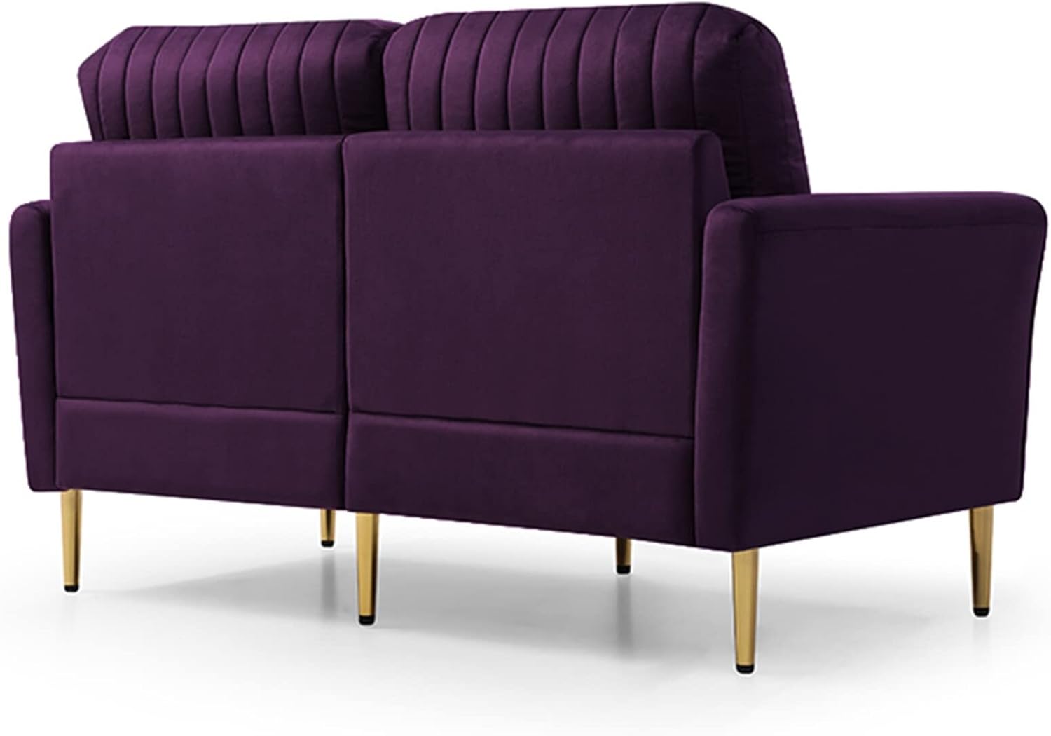 Purple Velvet Reversible Back 2-seat Sofa Loveseat Solid Mid-Century Modern Metal Handmade