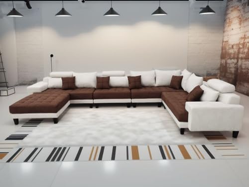 Stendmar Large 5-PieceL shape Living Room/Family Room Reversible Contemporary High Back Support Grey Microfiber Fabric Sectional Couch Sofa Set S150D20