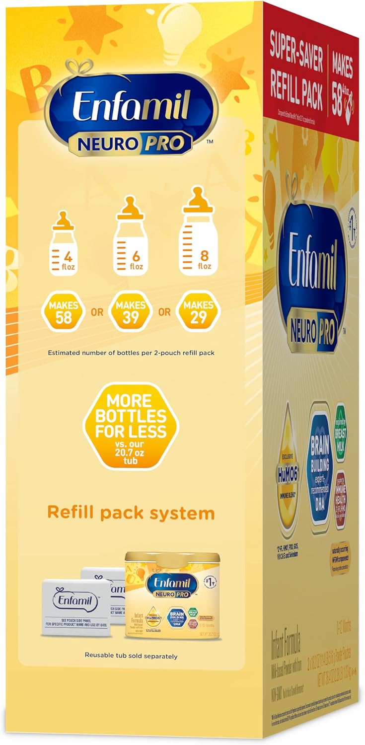 Enfamil NeuroPro Baby Formula, Triple Prebiotic Immune Blend with 2'FL HMO & Omega-3 DHA, Inspired by Breast Milk, Non-GMO, Refill Box, 36.4 Oz+Ready-to-Feed Infant Formula, Liquid, 8 Fl Oz (24 Count)