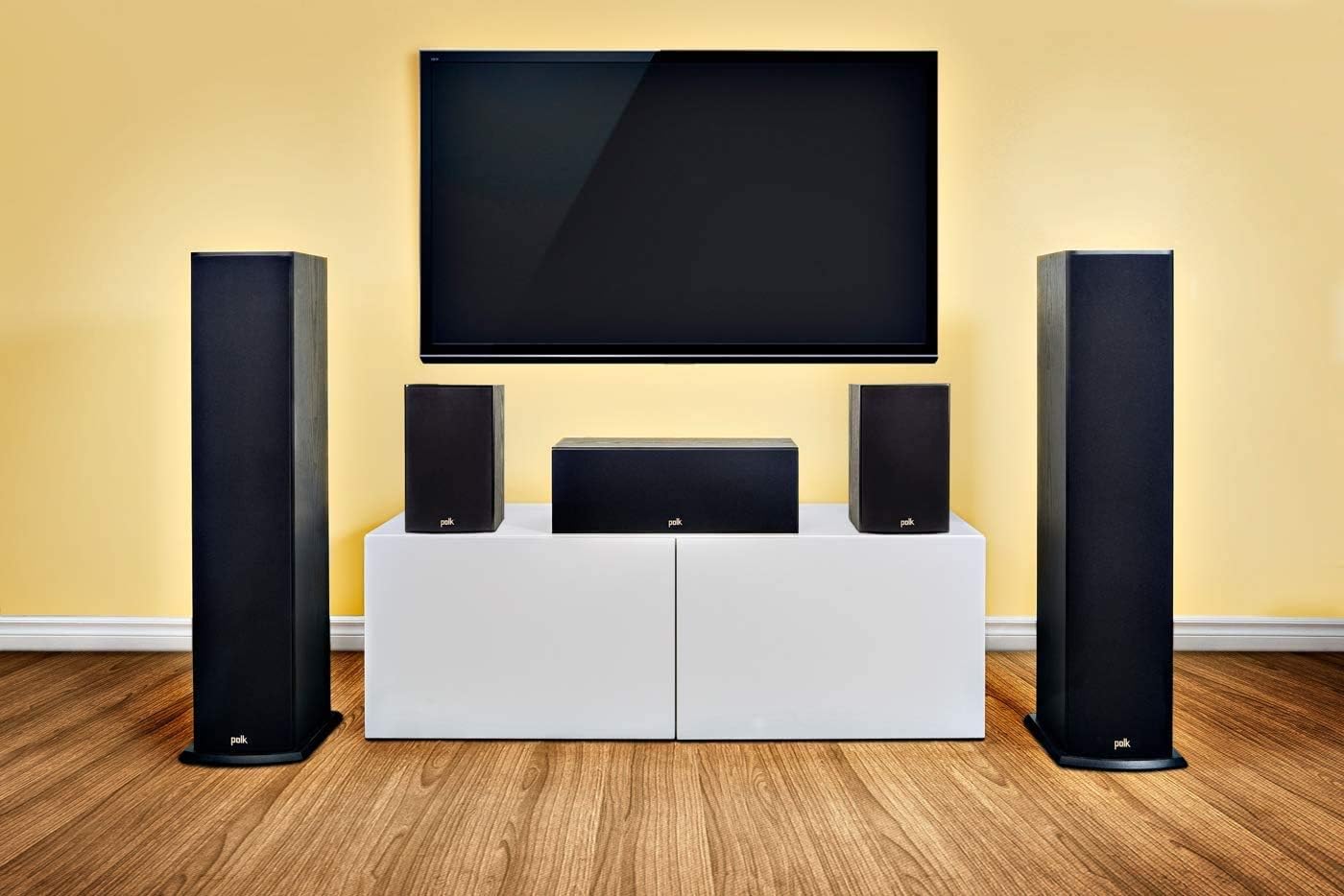 Polk Audio T15 100 Watt Home Theater Bookshelf Speakers &ndash; Hi-Res Audio with Deep Bass Response | Dolby and DTS Surround | Wall-Mountable| Pair, Black
