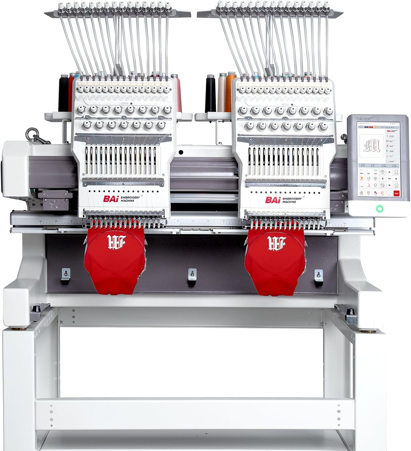 BAi VisionV22-2 Embroidery Machine Double Head Multi Needles Embroidery Machine for Hat, Heavy Duty Structure Industrial Embroidery Machine,15.7x17.7 Inches Embroidery Area and Wide Arm System