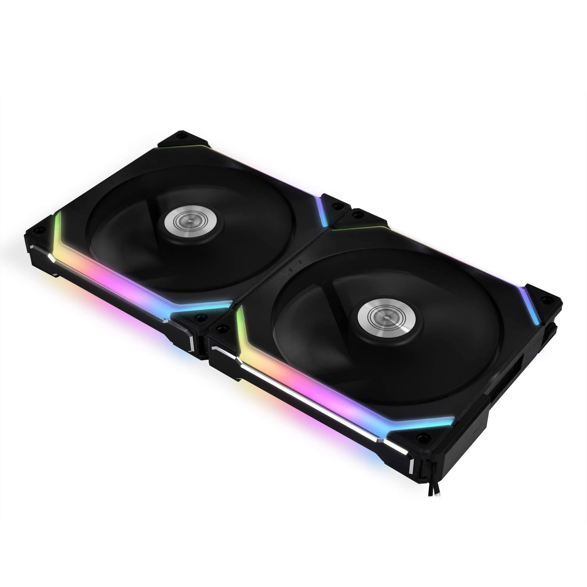 Lian Li Uni Fan SL140 with Controller 2-Pack Case Size 140mm, 1500RPM, 70 CFM, Fluid Dynamic FDB, 29 Dba, LED RGB SL140-2B