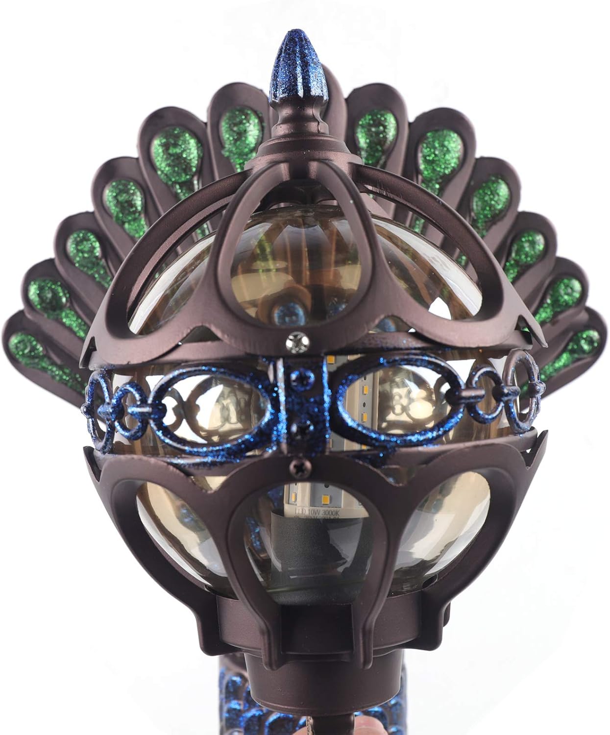 Peacock Wall Light Sconces, Metal and Glass Stained Wall Lamp Lighting LED Antique Wall Mounted Lamp,Peacock Shades Bedroom Bedside Wall Sconces Fixture,E27