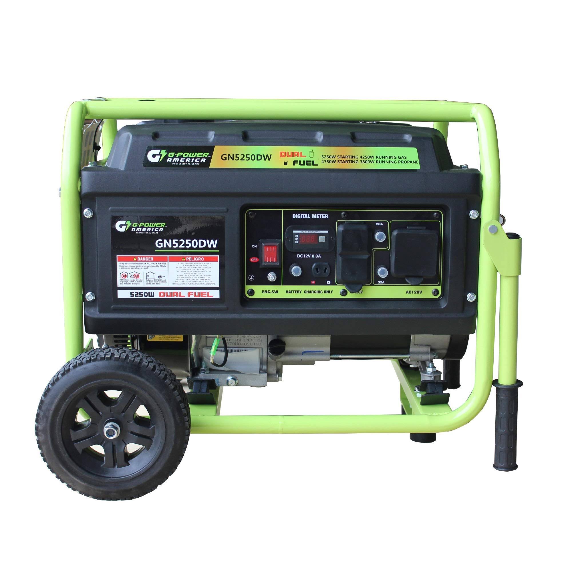 Green-Power America 5250 Watt Portable Dual Fuel Gas/Propane Generator GN5250DW