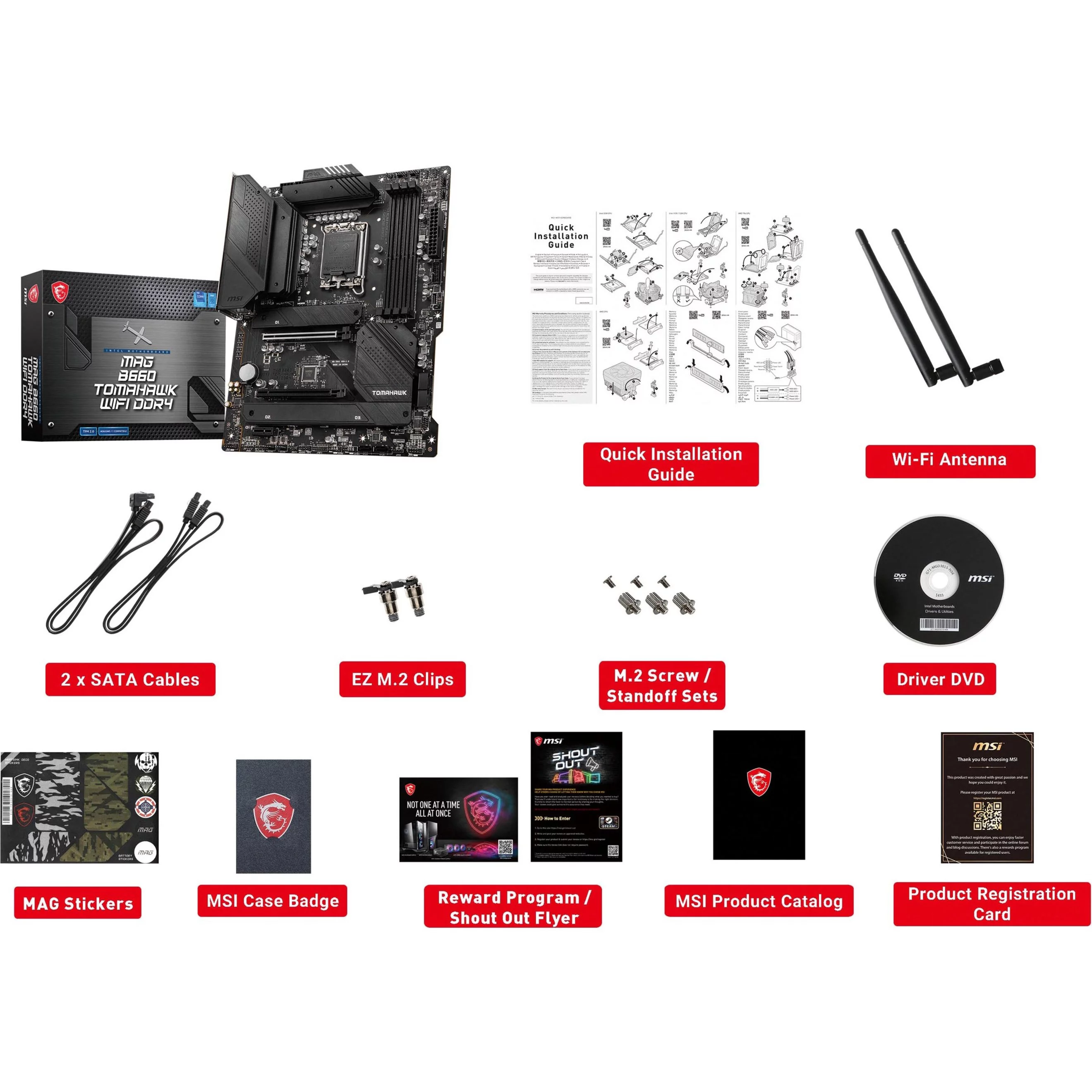 MSI MAG B660 TOMAHAWK WIFI DDR4 LGA 1700 Intel B660 SATA 6Gb/s ATX Intel Motherboard