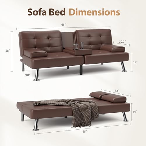 Sofa Bed Reversible Convertible Sleeper Pull Out Couches with Storage Chaise, Linen Fabric Furniture for Living Room, Apartment, Dark Gray