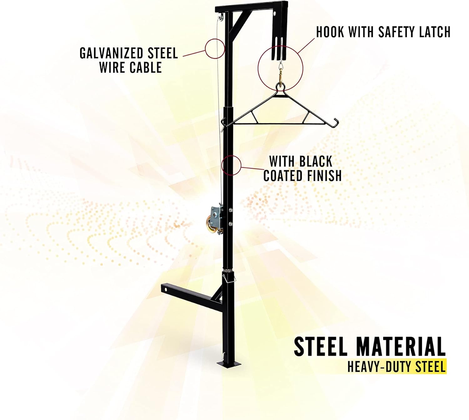 YIELDEDLAND Portable Game Hoist with 450 Pounds Capacity Truck Hitch Mount Deer Hanger with 360 Degree Swivel Complete Hoist Kit with Winch and Gambrel for Hunting Season Game up to 450lb
