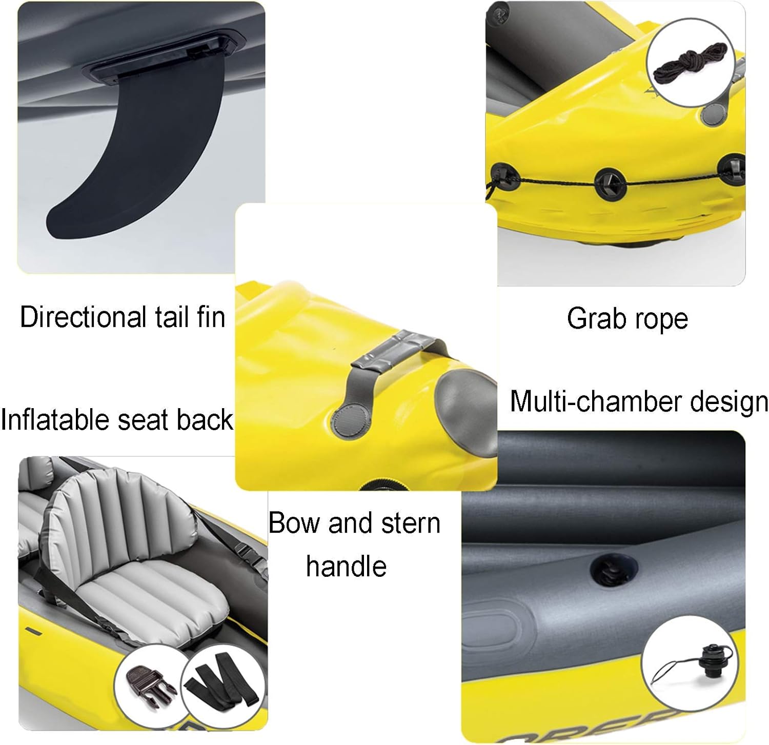 Kayak Inflatable,2-Person Canoe Set,Sea Kayak Boat Raft,Water Sports Dinghy,Rowing Boats for Adults Rubber Dinghy Fishing,Tear-Resistant Foldable Drifting Boat,Comes with Accessories