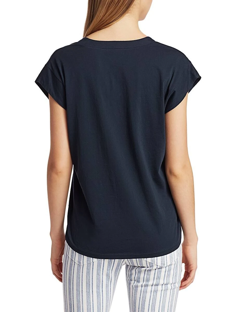 Frame Le Mid Rise V-Neck Tee Gris Heather