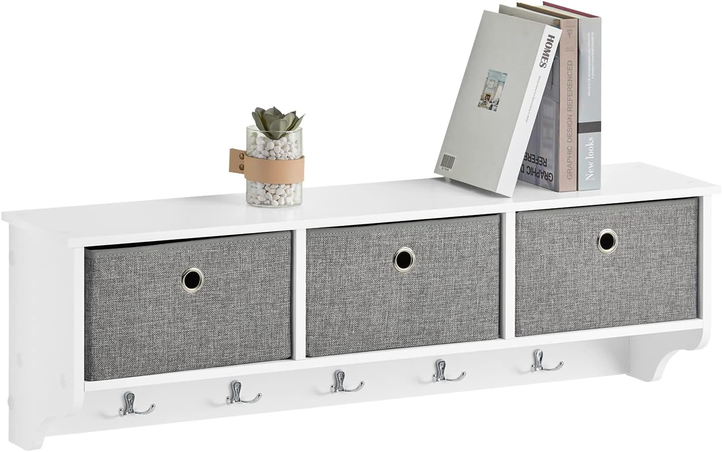 Haotian Shoe Bench and Wall Coat Hooks with Shelf Combo FSR67-HG+FRG282-W