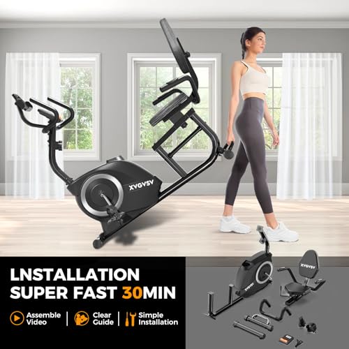 Recumbent Exercise Bike, Recumbent Stationary Bike for Home, Recumbent Bike with 400LB Weight Capacity Whisper-Quiet 16 Levels Magnetic Resistance Heart Rate Handle and Multi-Function LCD Comfortable Seat